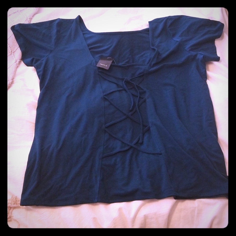 Torrid fiesta lace up back tee